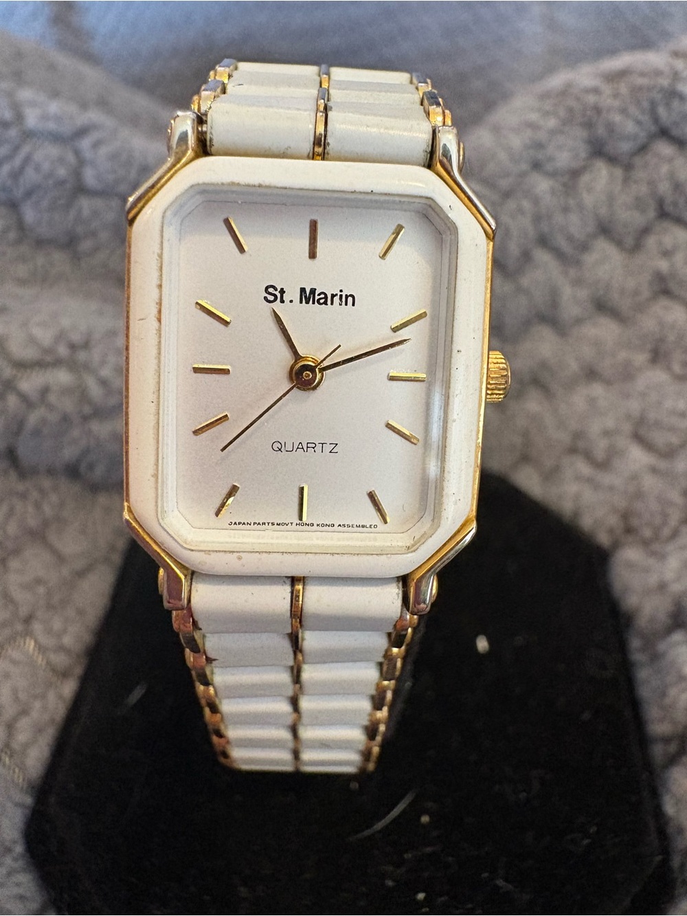 White and Gold Ceramic-Link Women's Watch